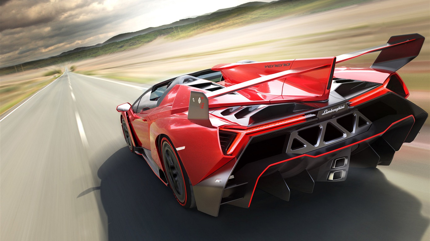 2014 蘭博基尼Veneno 紅色跑車高清壁紙 #2 - 1366x768