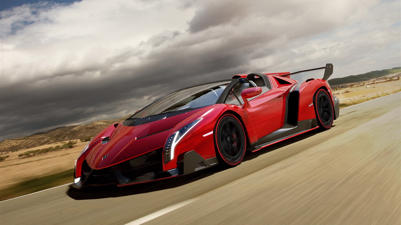 2014 Lamborghini Veneno Roadster červený supersport HD tapety na plochu #3 - 1366x768