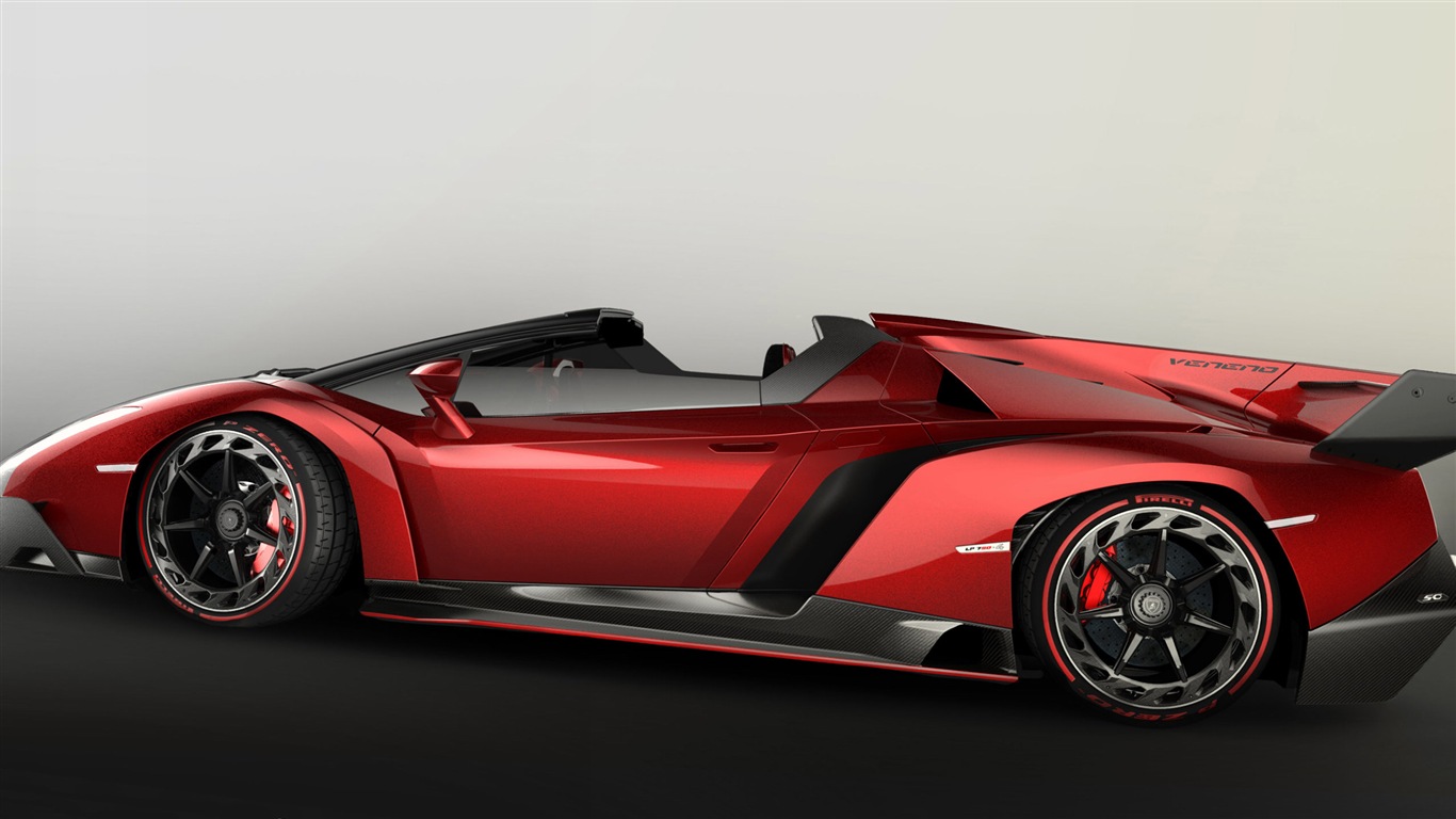 2014 Lamborghini Roadster Veneno rojo supercar HD wallpapers #4 - 1366x768