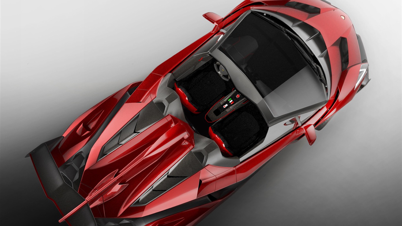 2014 Lamborghini Roadster Veneno rojo supercar HD wallpapers #5 - 1366x768