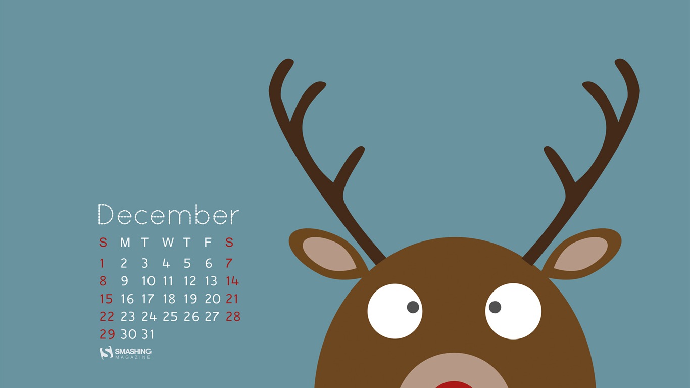 2013年12月 月曆壁紙(一) #9 - 1366x768
