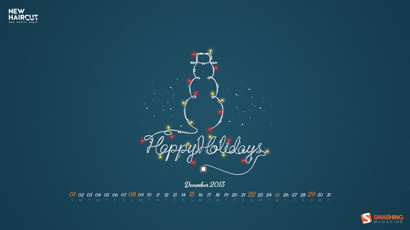 2013年12月 月曆壁紙(一) #19 - 1366x768