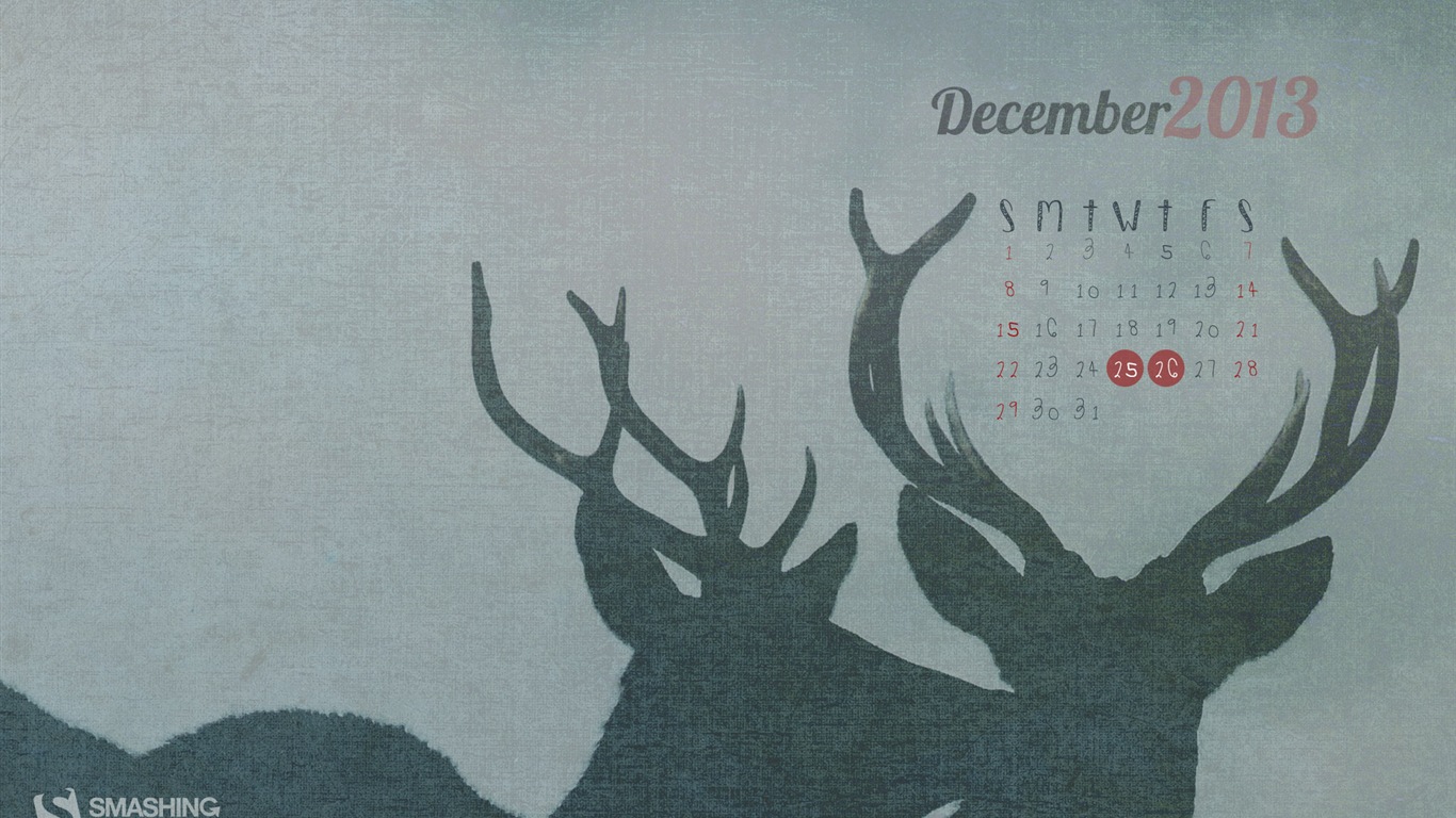 December 2013 Calendar wallpaper (2) #22 - 1366x768