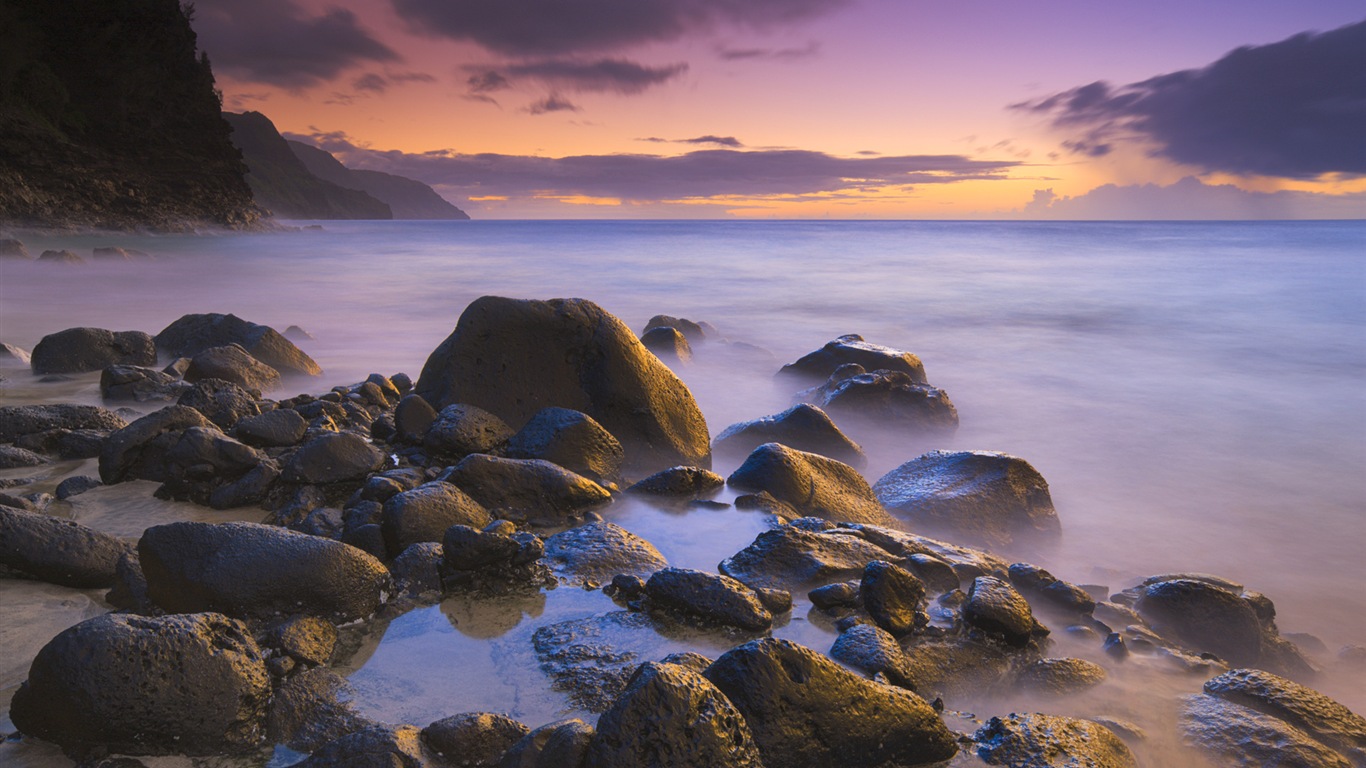 Windows 8 主題壁紙：海灘的日出日落美景 #7 - 1366x768