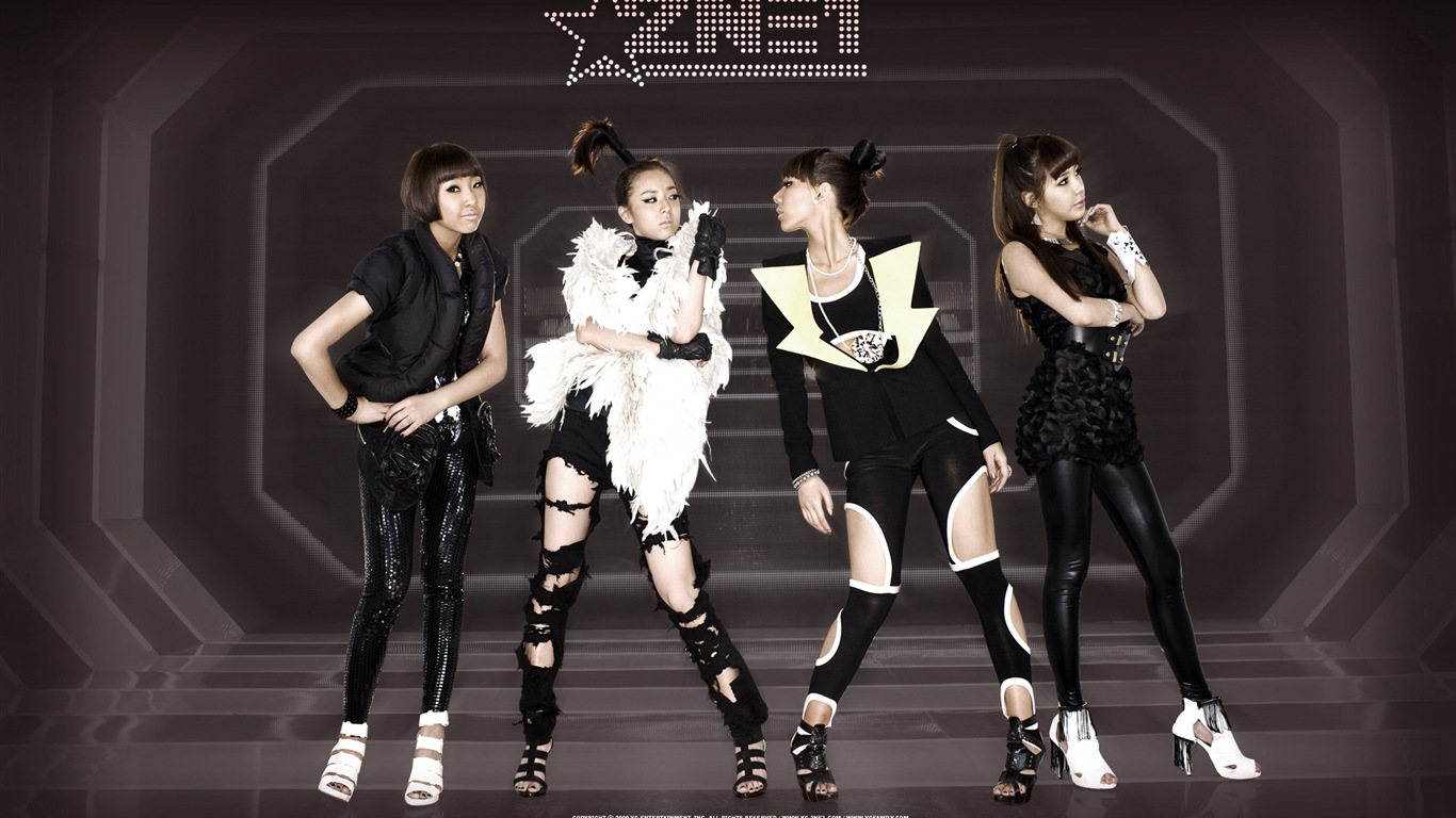 Korean music girls skupina 2NE1 HD tapety na plochu #11 - 1366x768