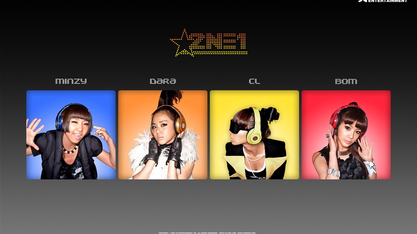 Korean music girls skupina 2NE1 HD tapety na plochu #16 - 1366x768