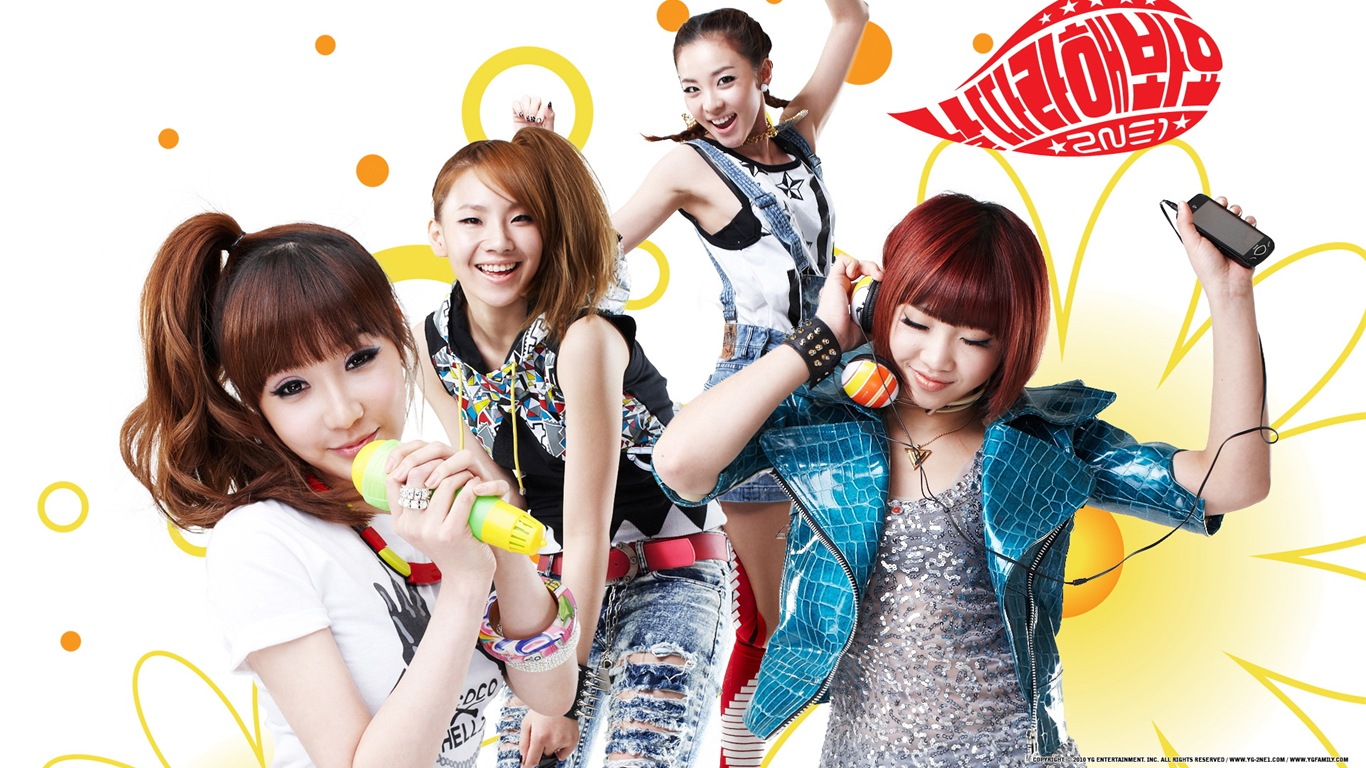 Korean music girls skupina 2NE1 HD tapety na plochu #23 - 1366x768