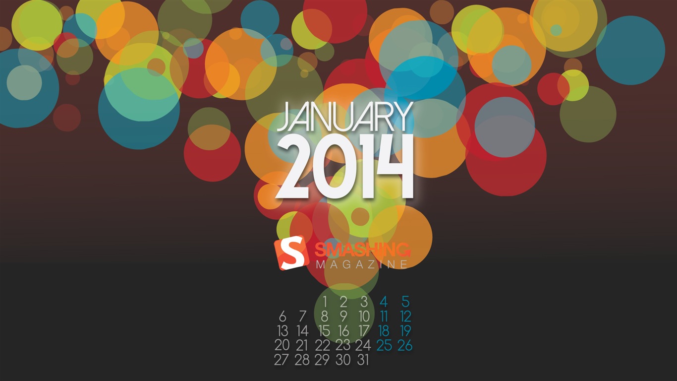 2014년 1월 달력 배경 화면 (1) #18 - 1366x768