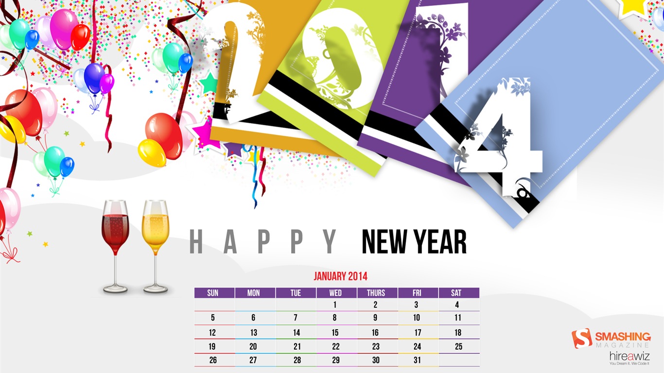 Januar 2014 Kalender Wallpaper (2) #5 - 1366x768