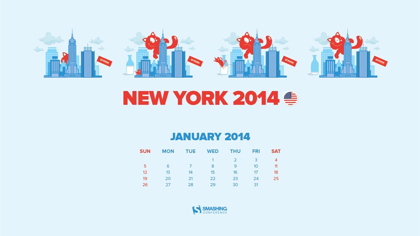 Januar 2014 Kalender Wallpaper (2) #10 - 1366x768