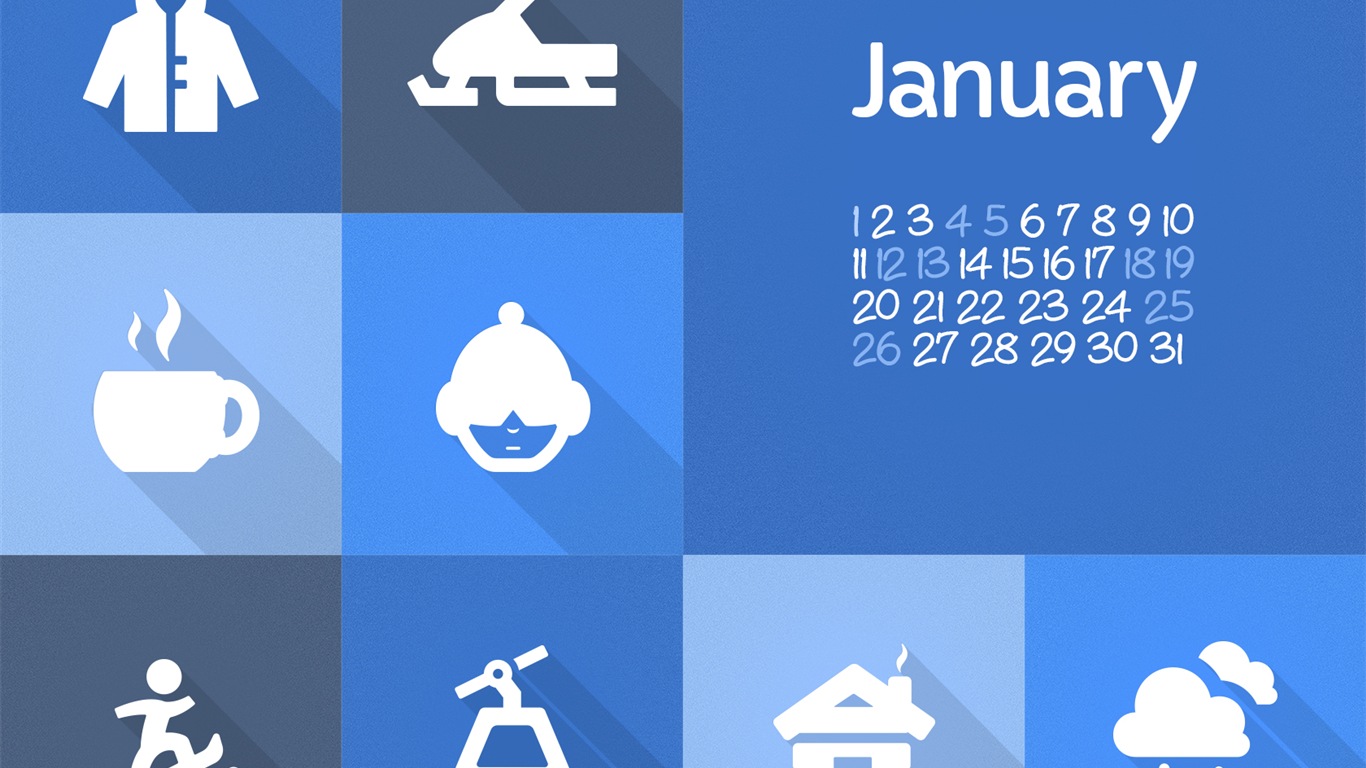 2014年1月 月曆壁紙(二) #13 - 1366x768