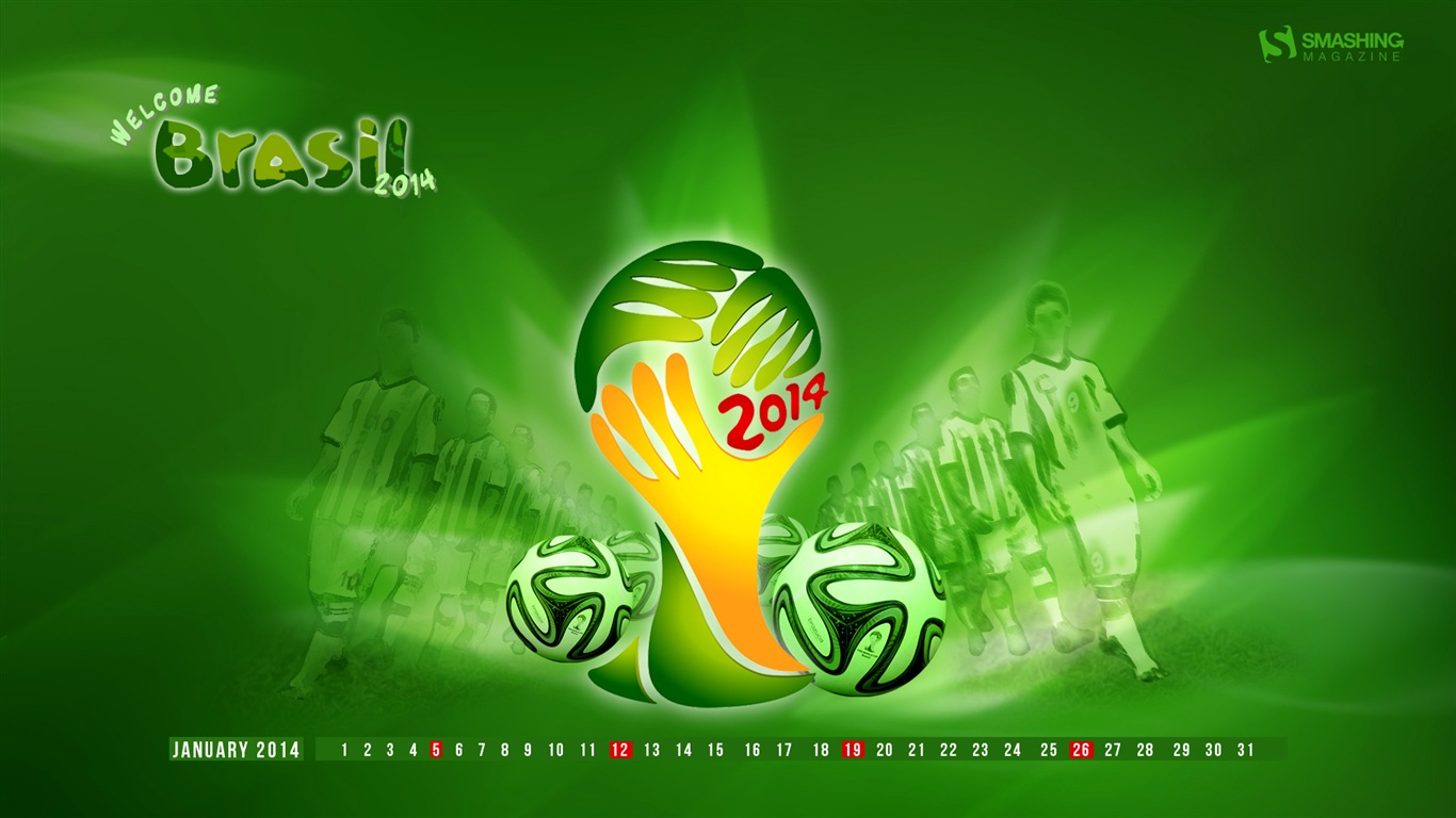 Januar 2014 Kalender Wallpaper (2) #20 - 1366x768