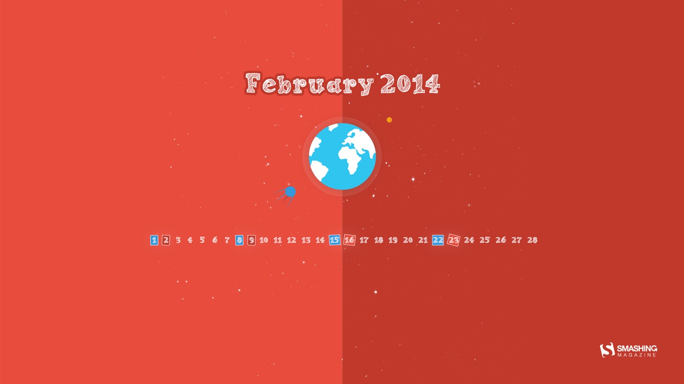 2014年2月 月曆壁紙(一) #15 - 1366x768
