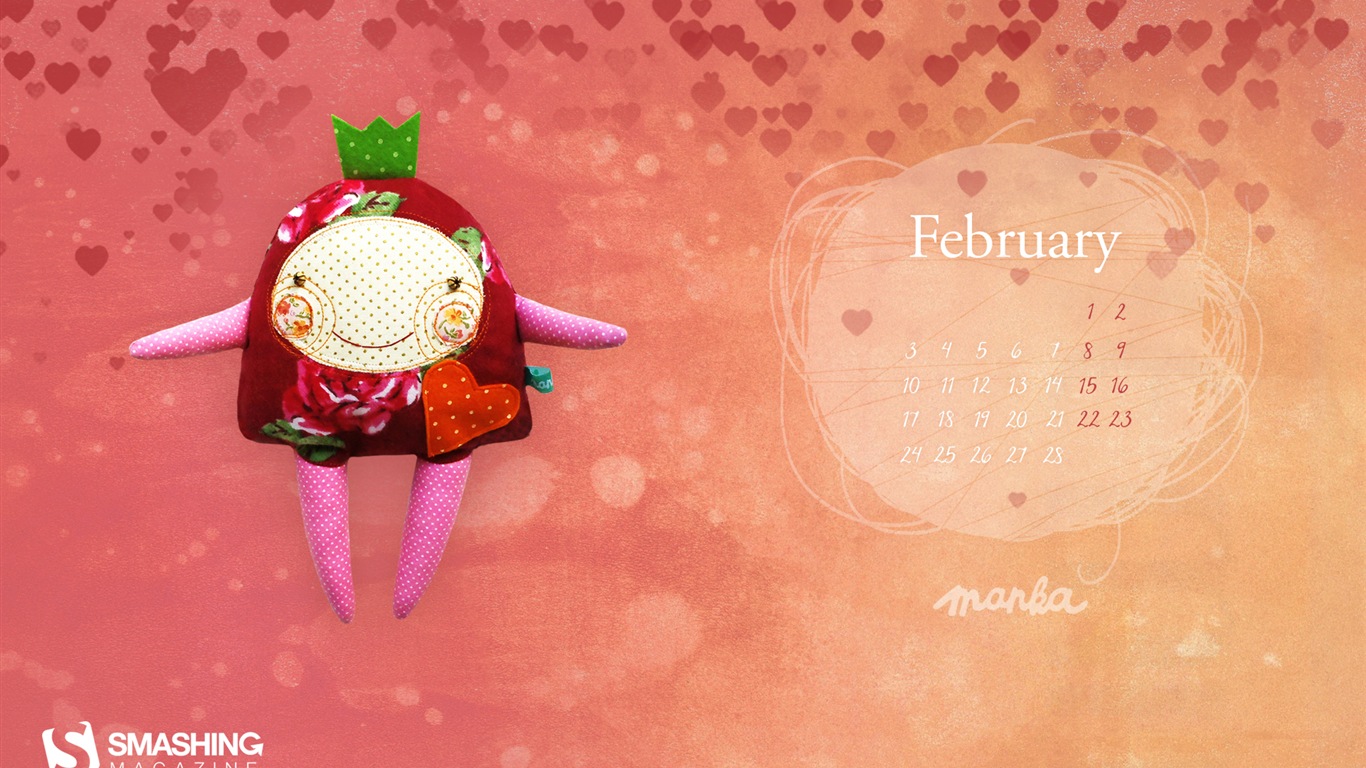 2014年2月 月曆壁紙(一) #16 - 1366x768