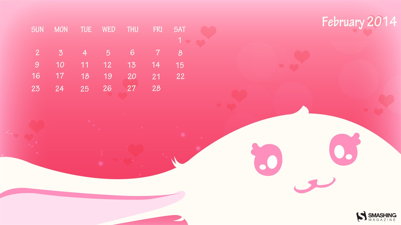 2014年2月 月曆壁紙(二) #6 - 1366x768