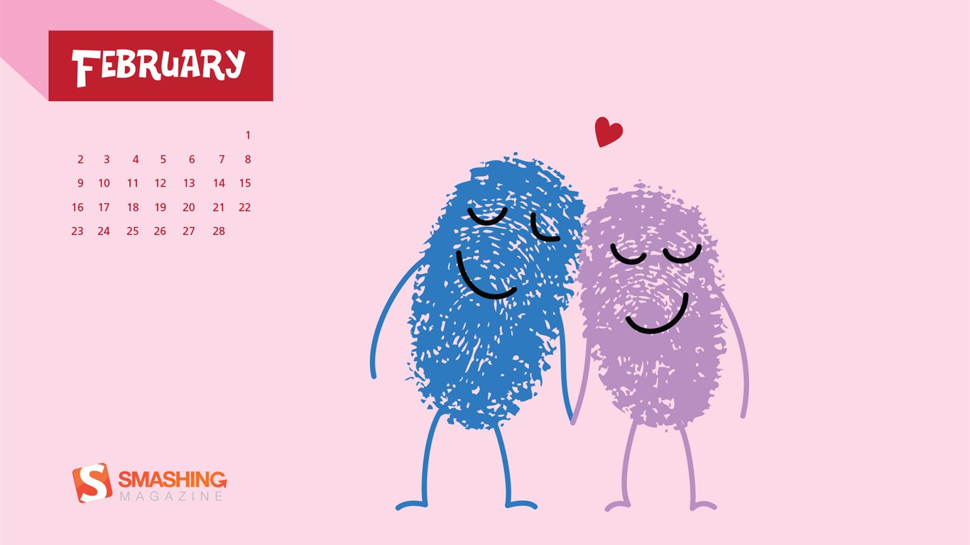 Februar 2014 Kalender Wallpaper (2) #11 - 1366x768