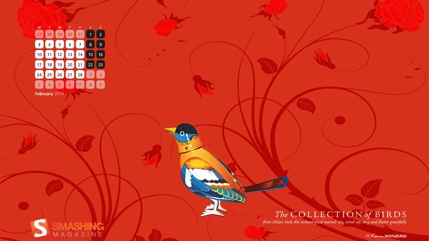 2014年2月 月曆壁紙(二) #16 - 1366x768