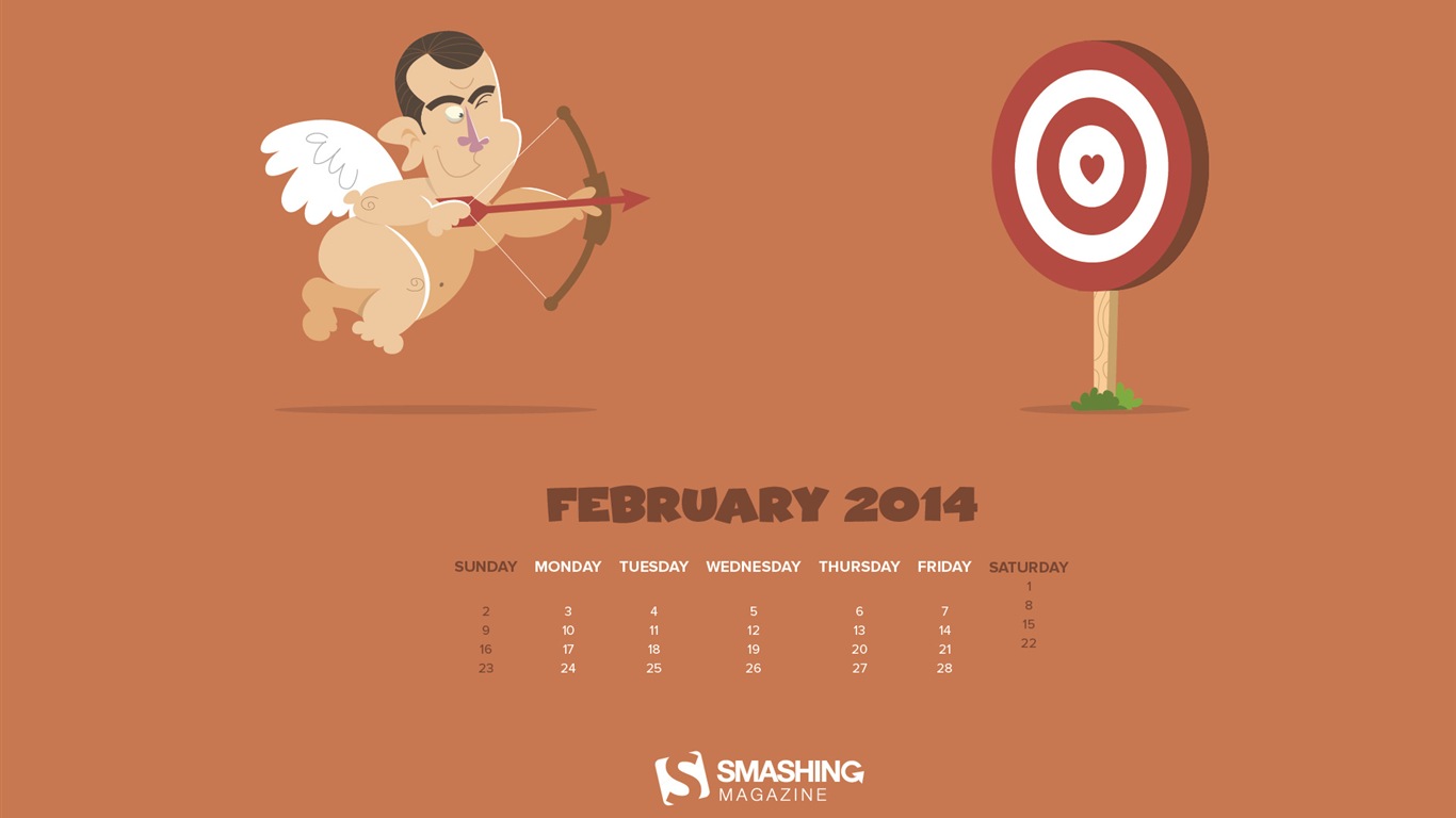 February 2014 Calendar wallpaper (2) #17 - 1366x768