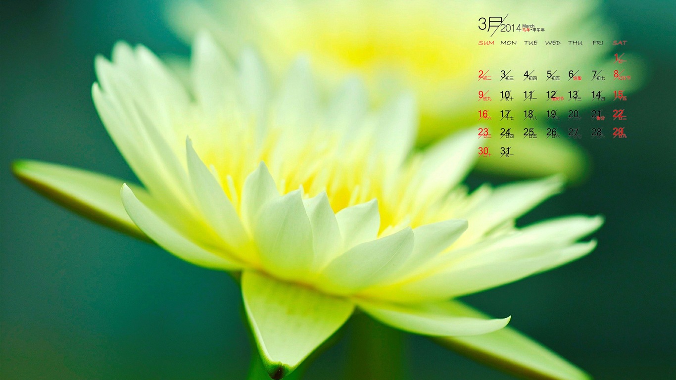 2014年3月 月曆壁紙(一) #6 - 1366x768