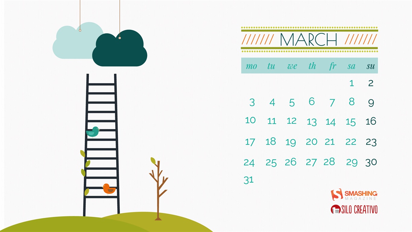 2014年3月 月曆壁紙(一) #12 - 1366x768