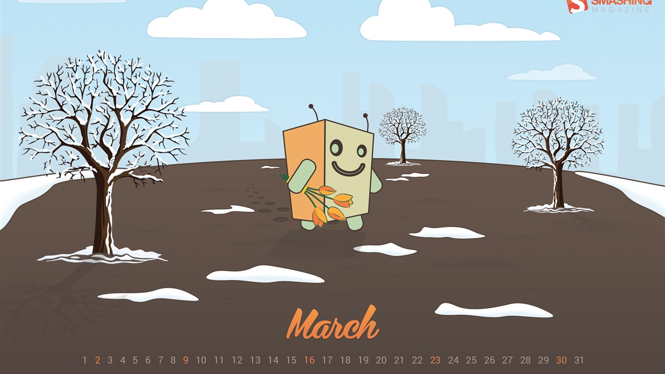 2014年3月 月曆壁紙(一) #15 - 1366x768