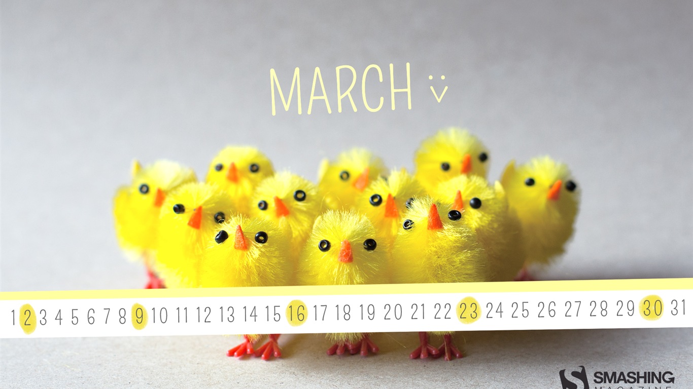 2014年3月 月曆壁紙(一) #20 - 1366x768