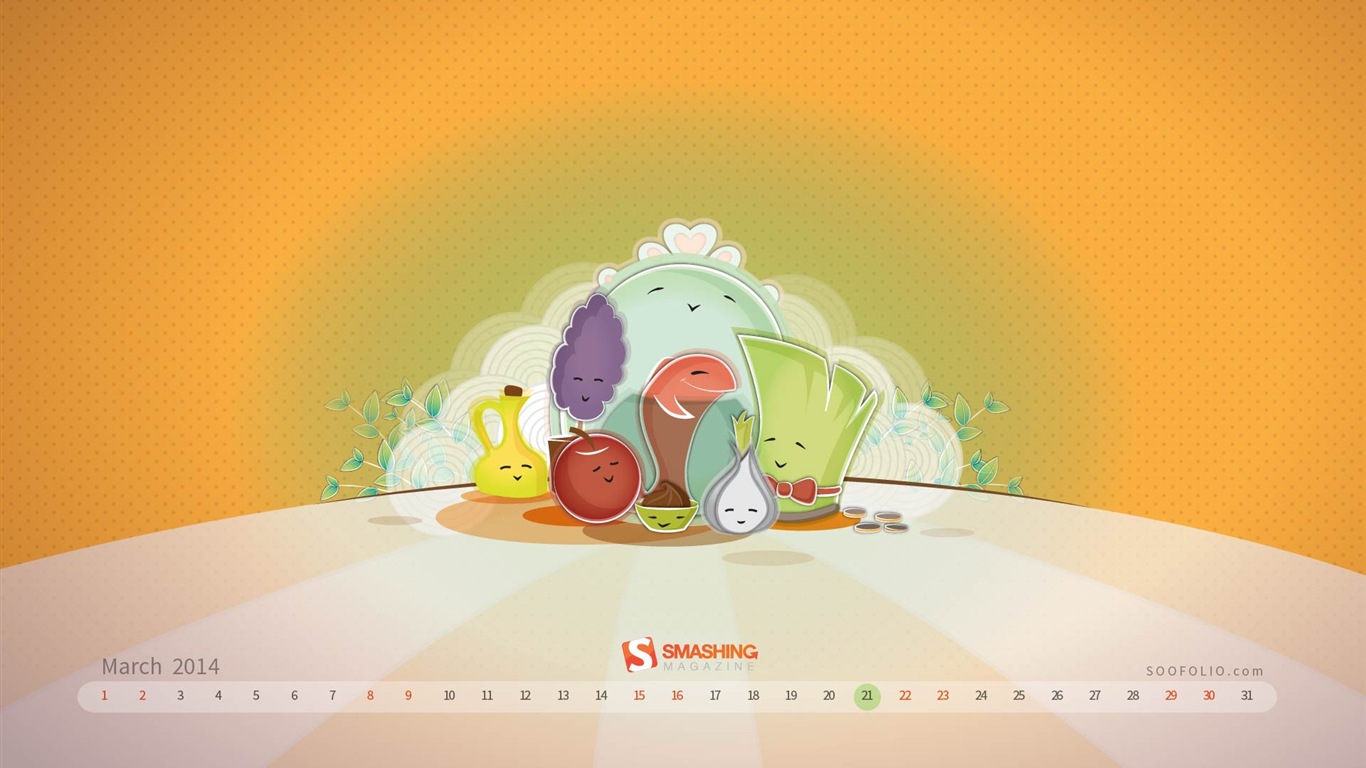 March 2014 calendar wallpaper (2) #9 - 1366x768