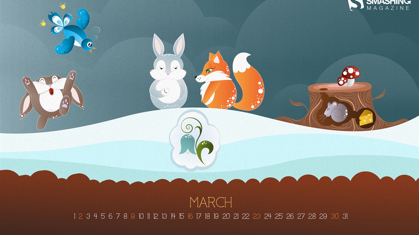 March 2014 calendar wallpaper (2) #12 - 1366x768