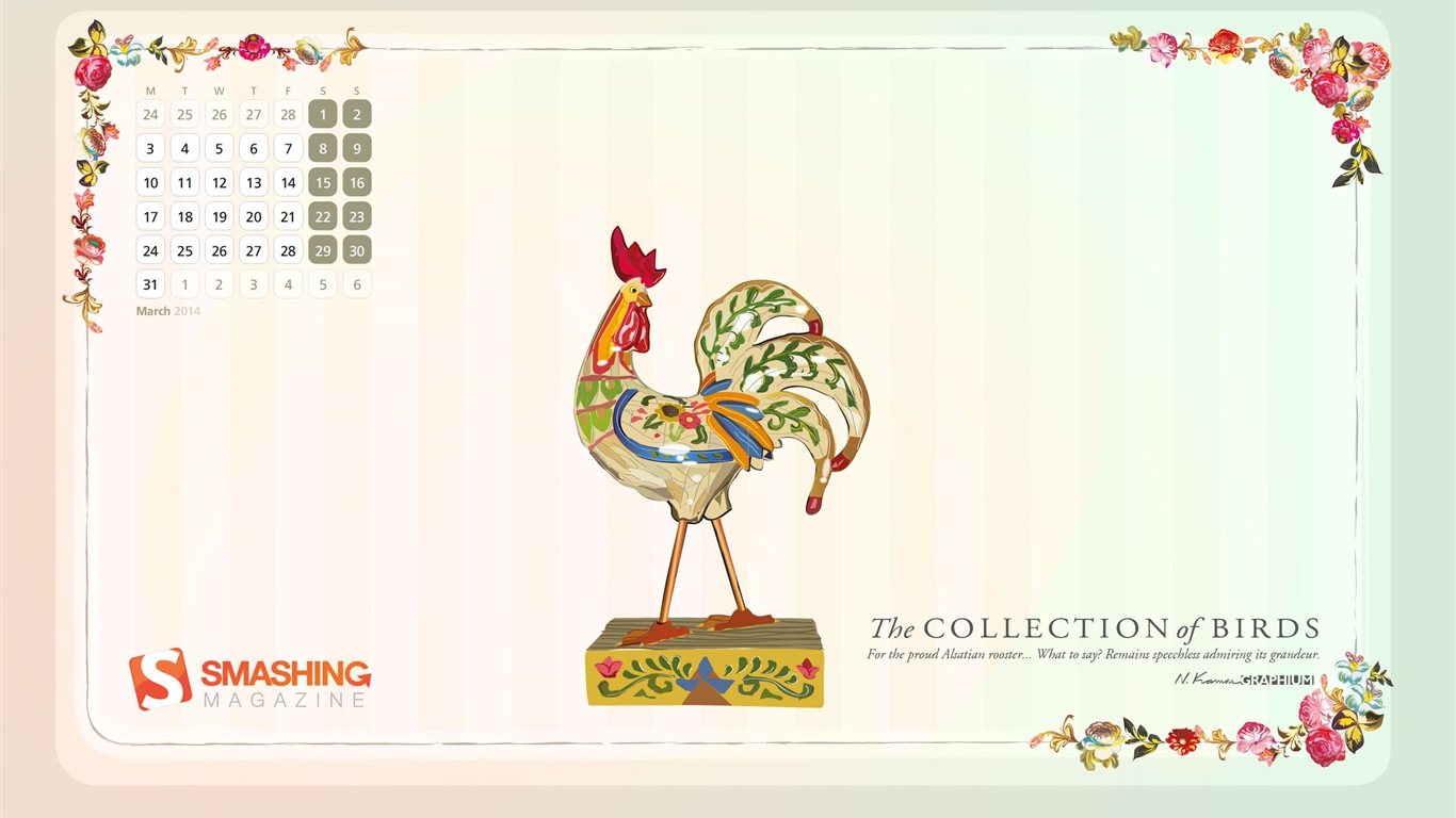 2014年3月 月曆壁紙(二) #13 - 1366x768