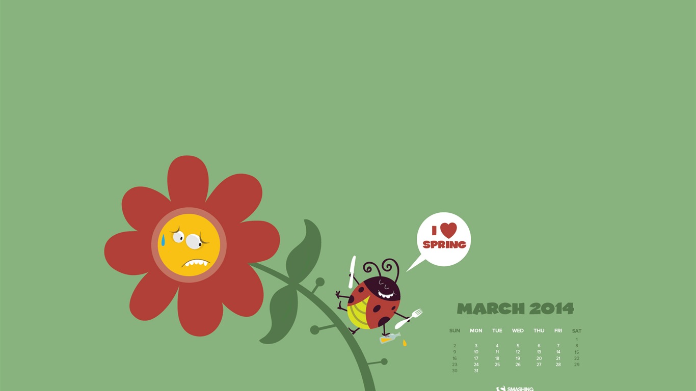 2014年3月 月曆壁紙(二) #20 - 1366x768