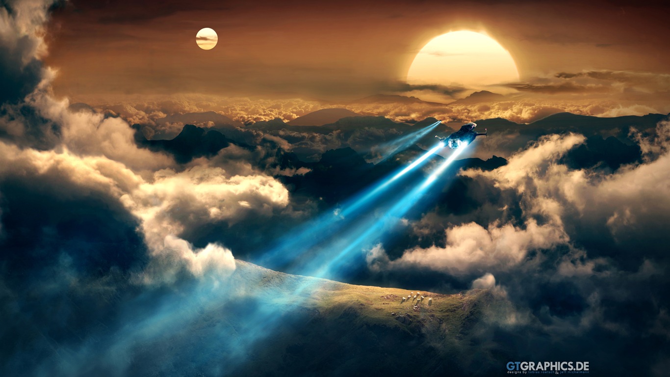 Windows 8 GTGraphics de science-fiction wallpapers thème HD #2 - 1366x768