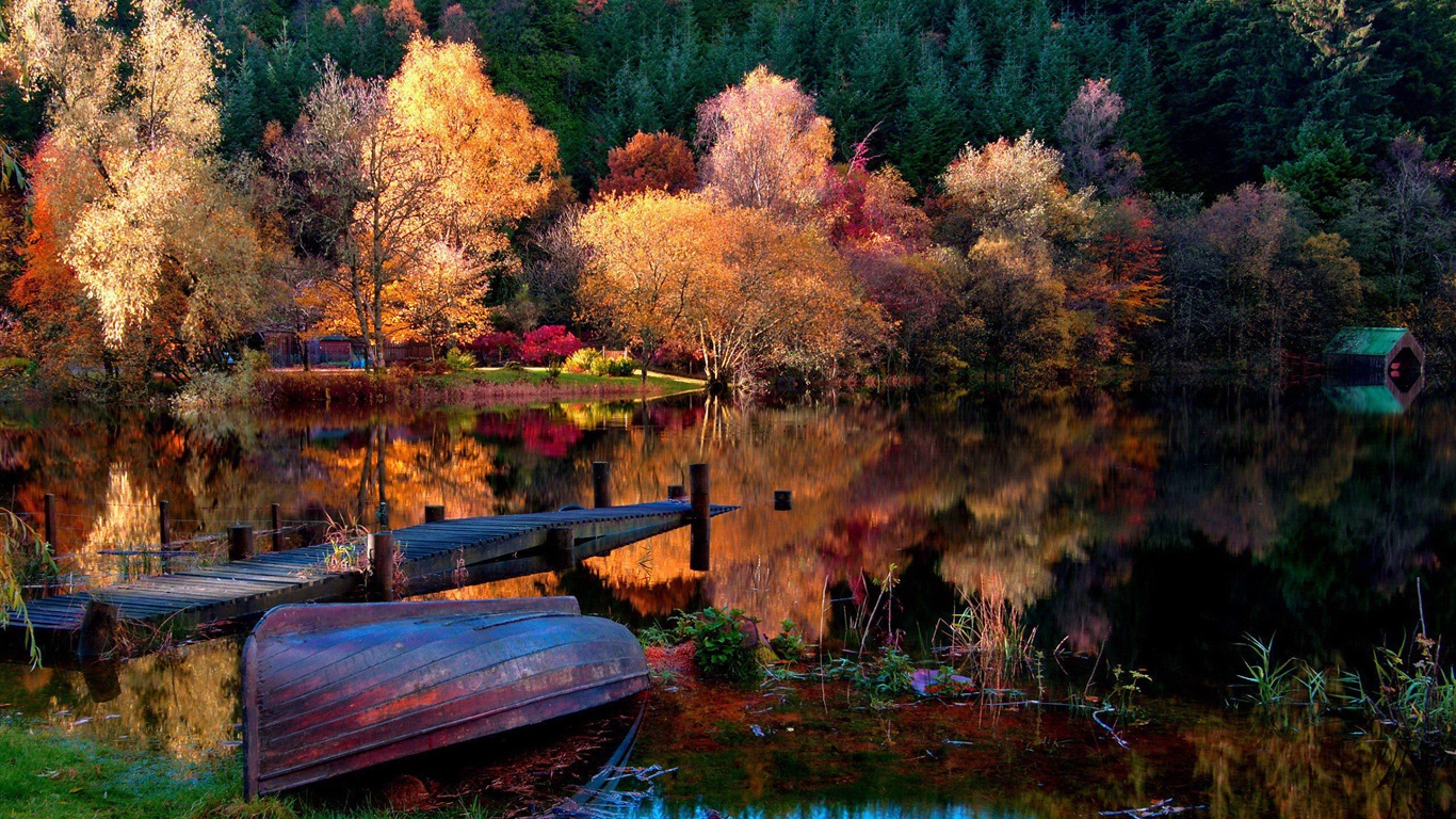 Réflexion dans le fond d'un paysage naturel de l'eau #7 - 1366x768