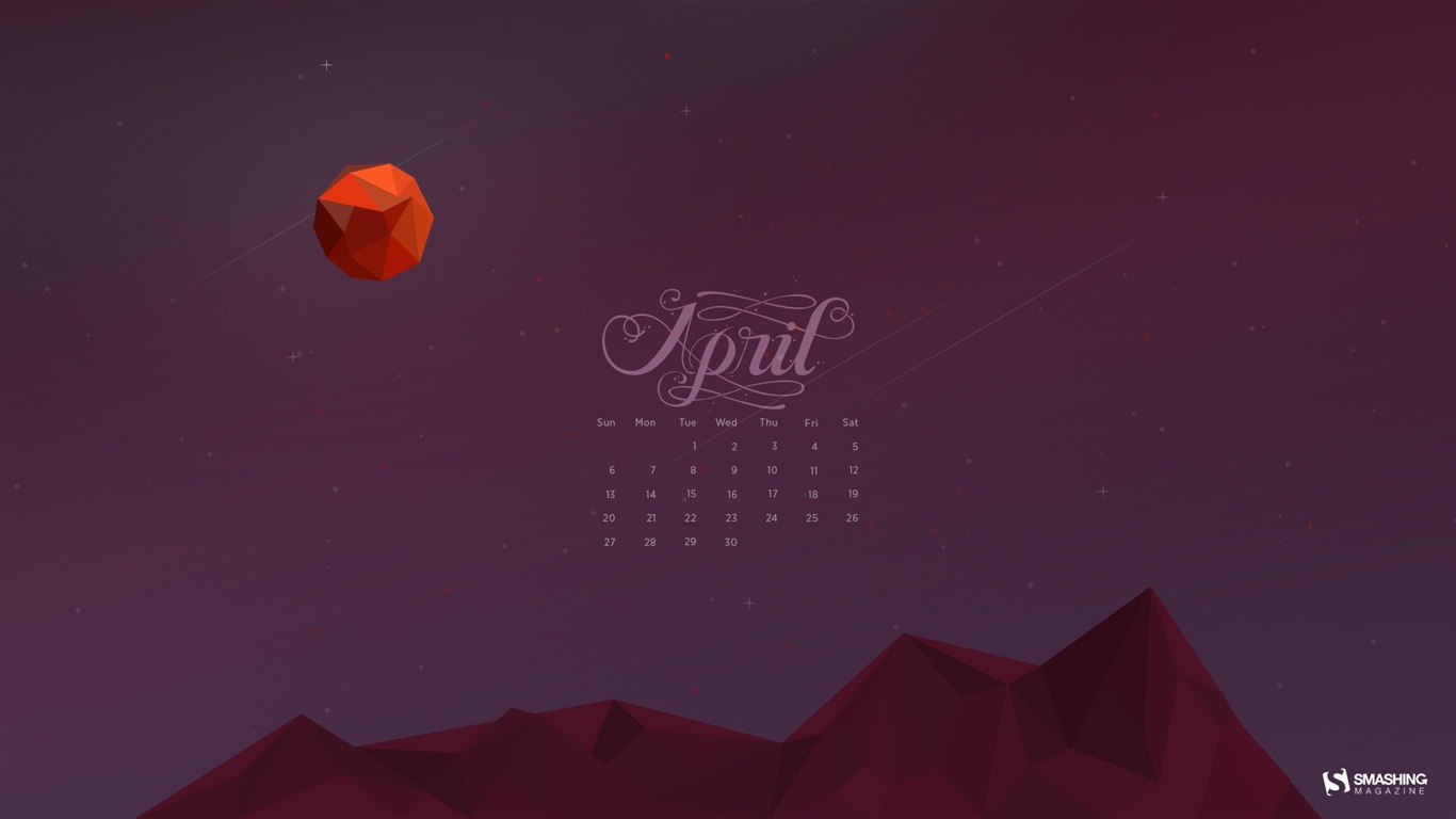 2014年4月 月曆壁紙(一) #19 - 1366x768