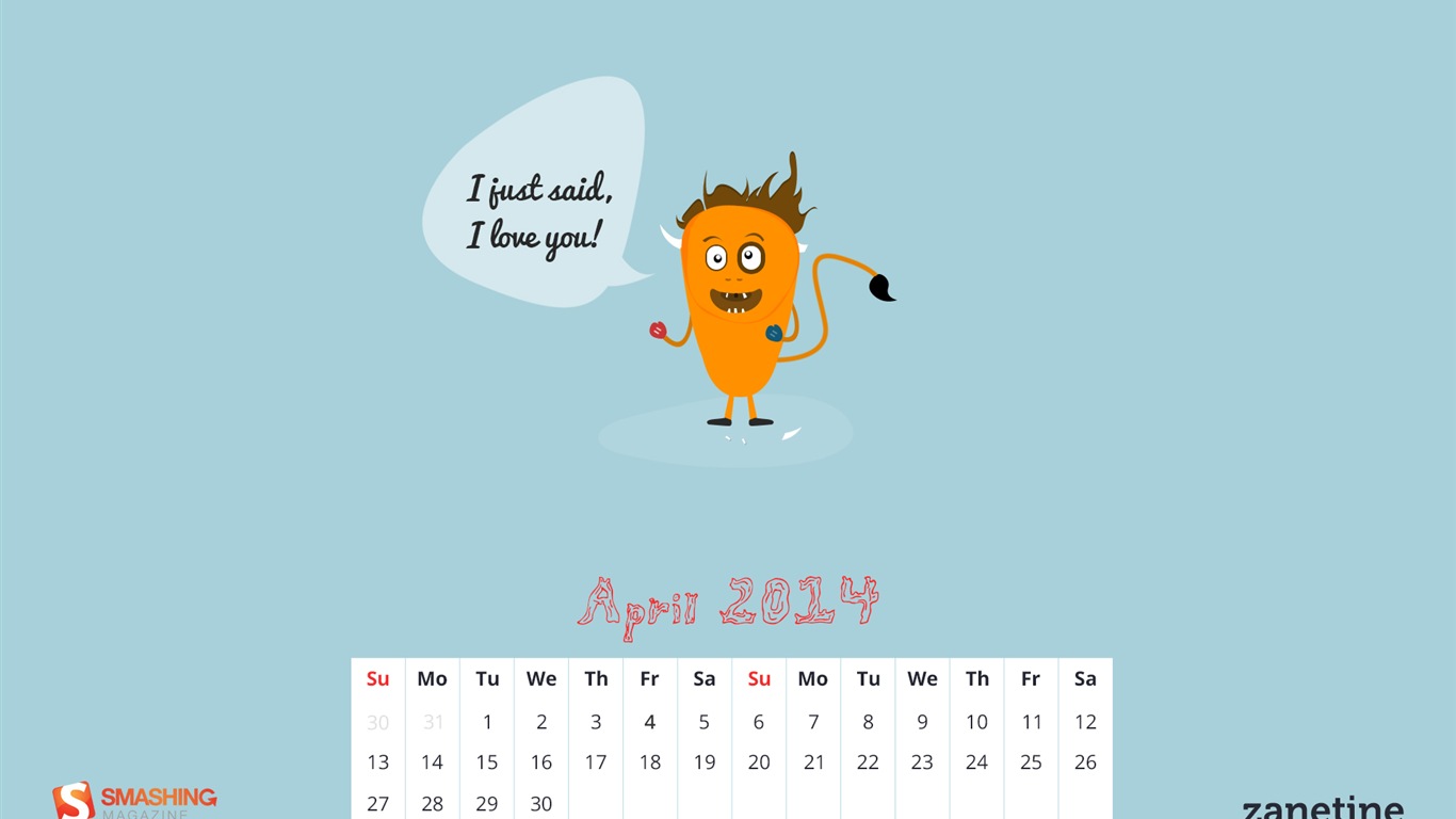 April 2014 calendar wallpaper (2) #14 - 1366x768