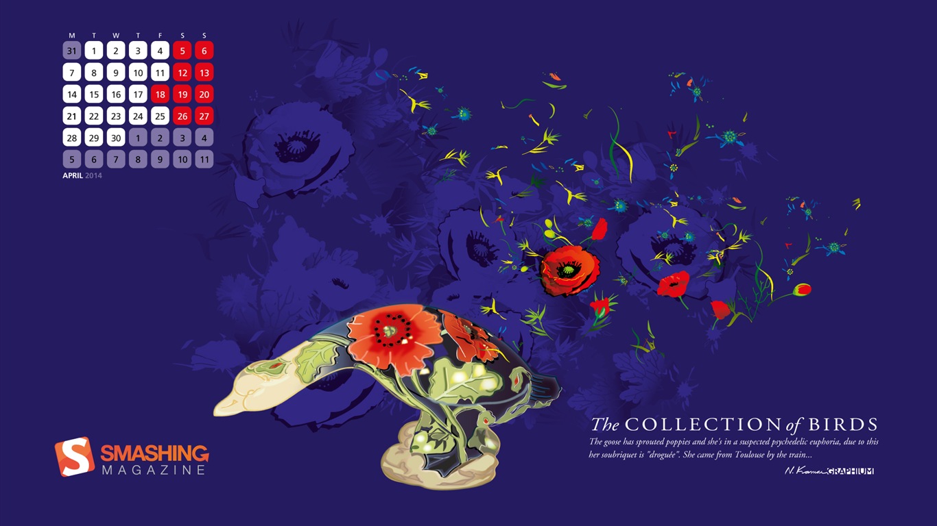 2014年4月 月曆壁紙(二) #17 - 1366x768