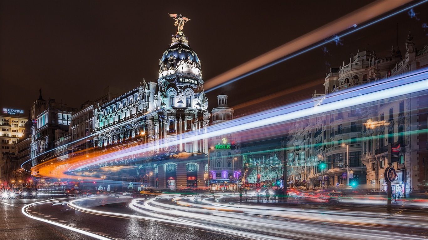 マドリードスペインの首都、都市の風景のHDの壁紙 #9 - 1366x768