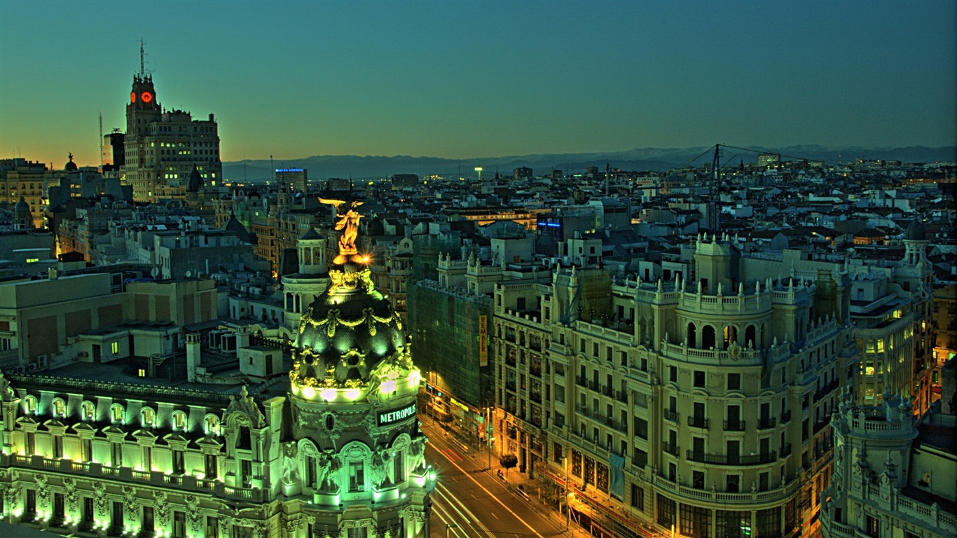 マドリードスペインの首都、都市の風景のHDの壁紙 #13 - 1366x768
