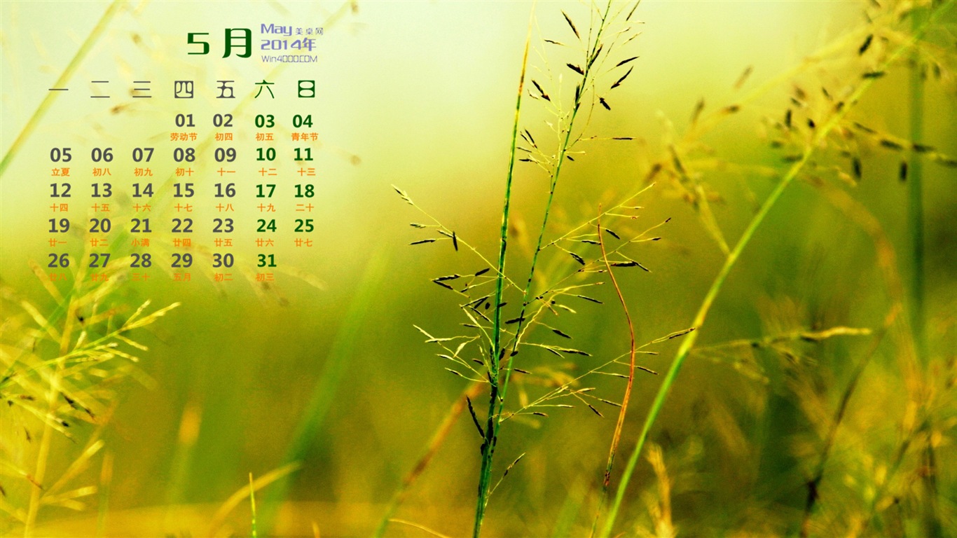 2014年5月 月曆壁紙(一) #9 - 1366x768