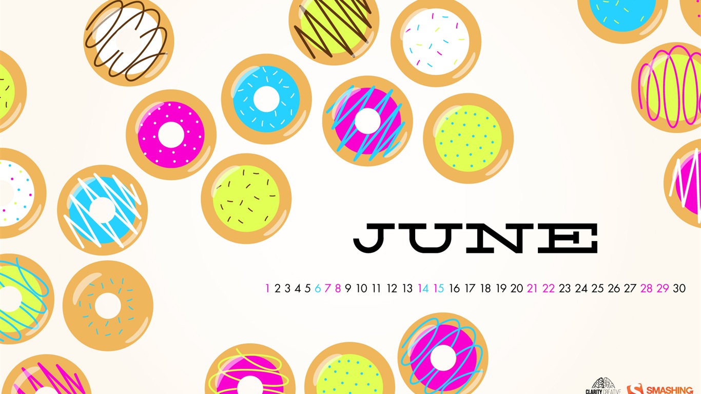 2014年6月 月曆壁紙(一) #16 - 1366x768