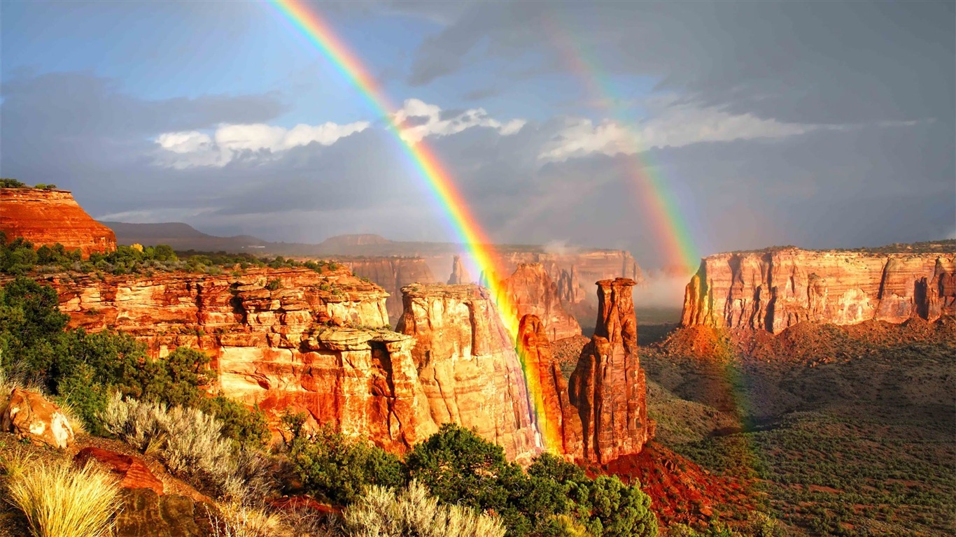 Schöner Regenbogen Landschaft HD Wallpaper #13 - 1366x768