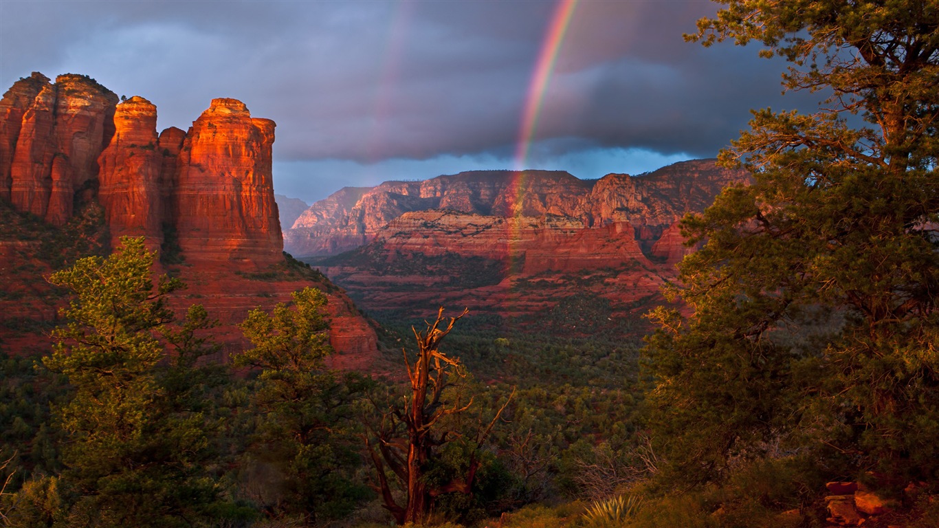 Schöner Regenbogen Landschaft HD Wallpaper #14 - 1366x768