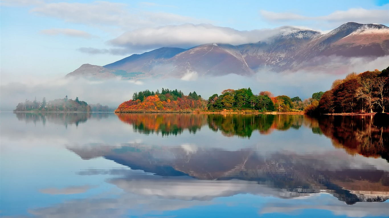 L'eau et les arbres en automne fonds d'écran HD #2 - 1366x768