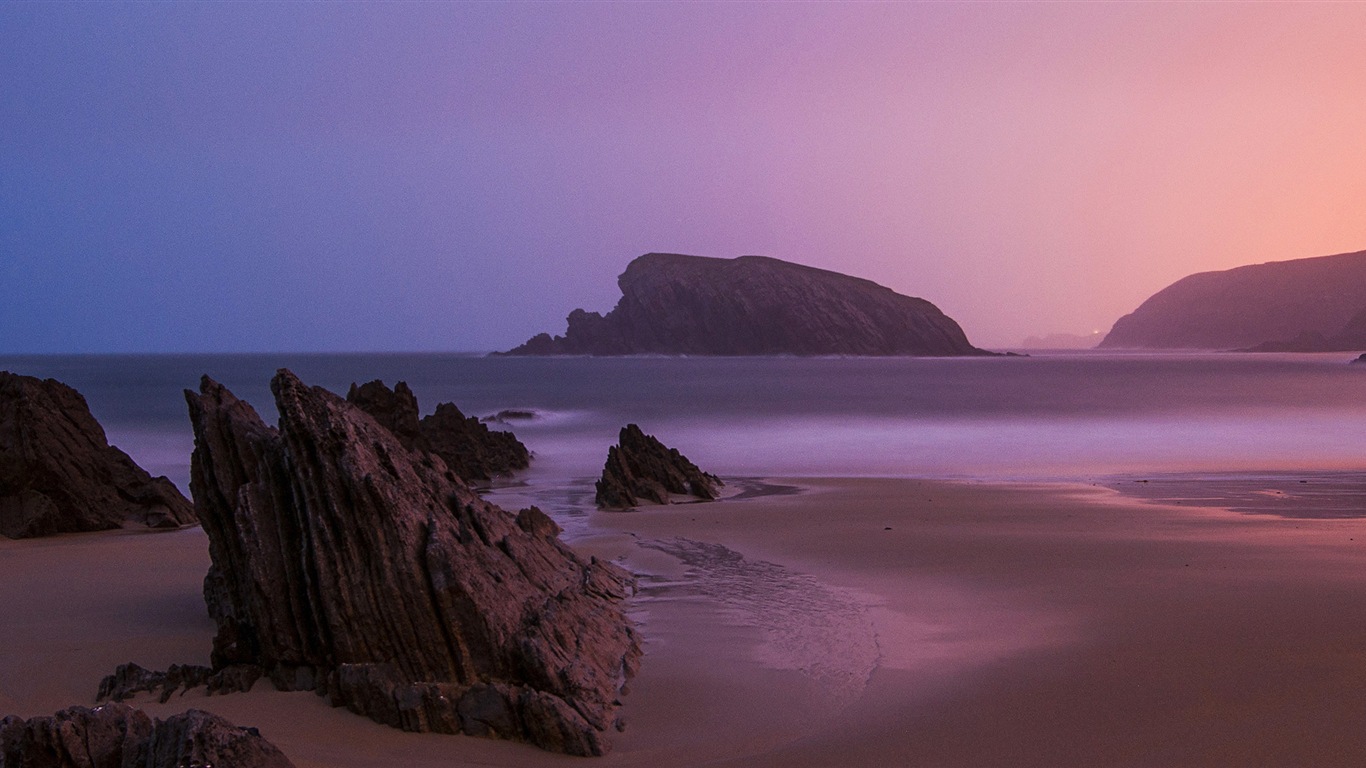 Schöner Strand Sonnenuntergang, Windows 8 Panorama-Widescreen-Wallpaper #5 - 1366x768