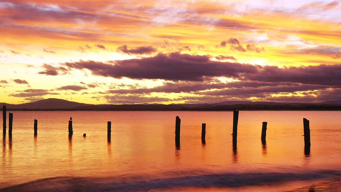 Schöner Strand Sonnenuntergang, Windows 8 Panorama-Widescreen-Wallpaper #7 - 1366x768