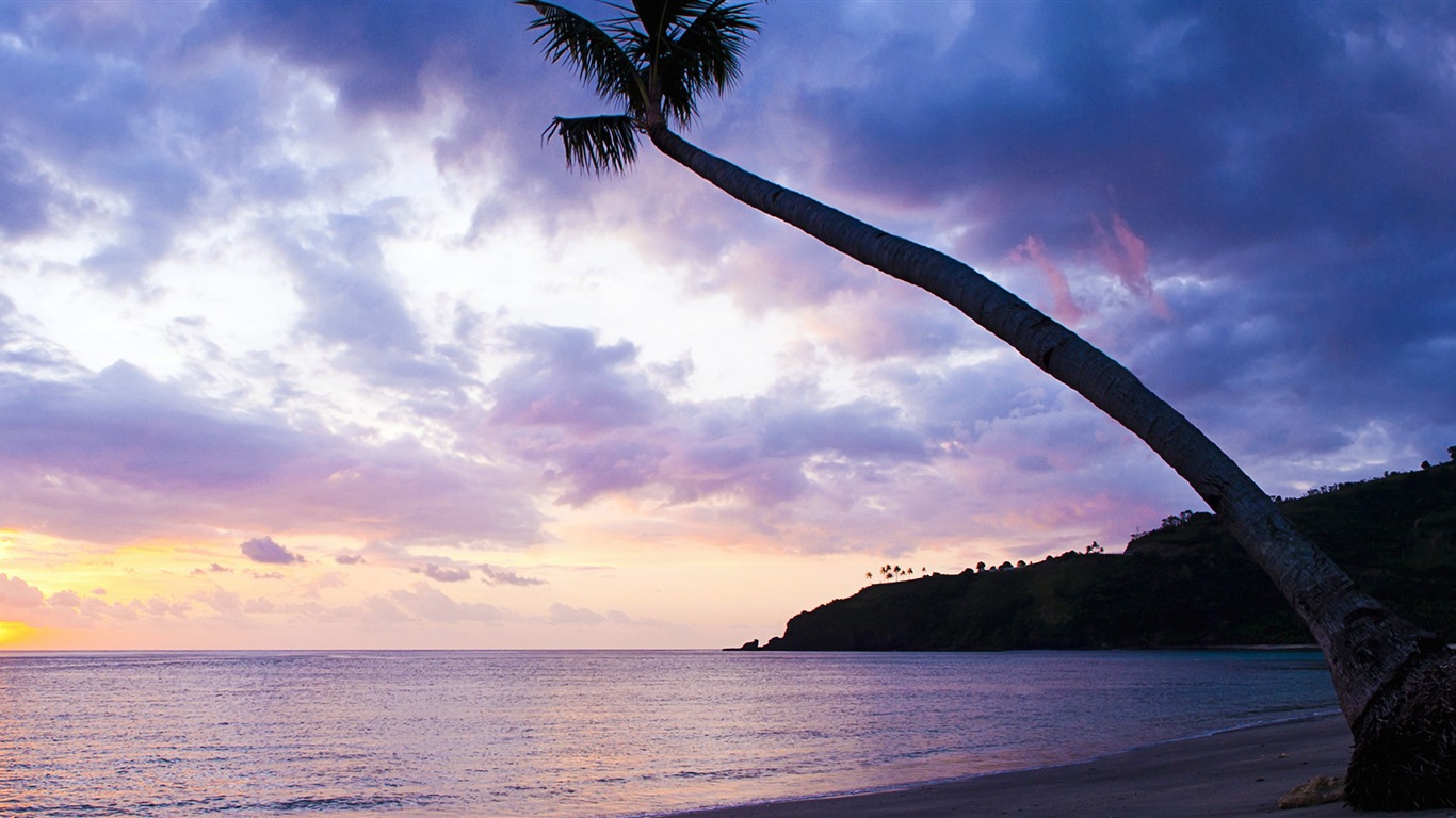 Schöner Strand Sonnenuntergang, Windows 8 Panorama-Widescreen-Wallpaper #8 - 1366x768