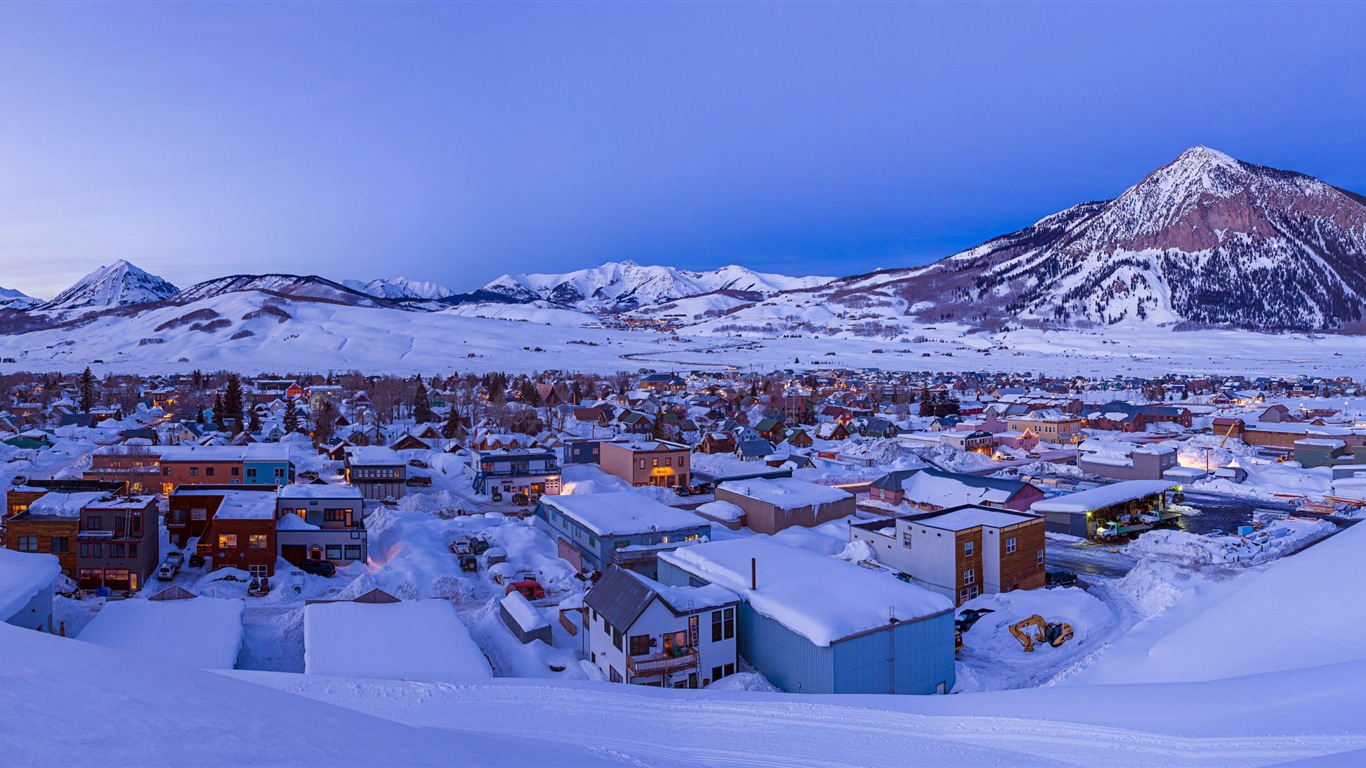 寒冷冬天美麗的雪景，Windows 8 全景寬屏壁紙 #4 - 1366x768