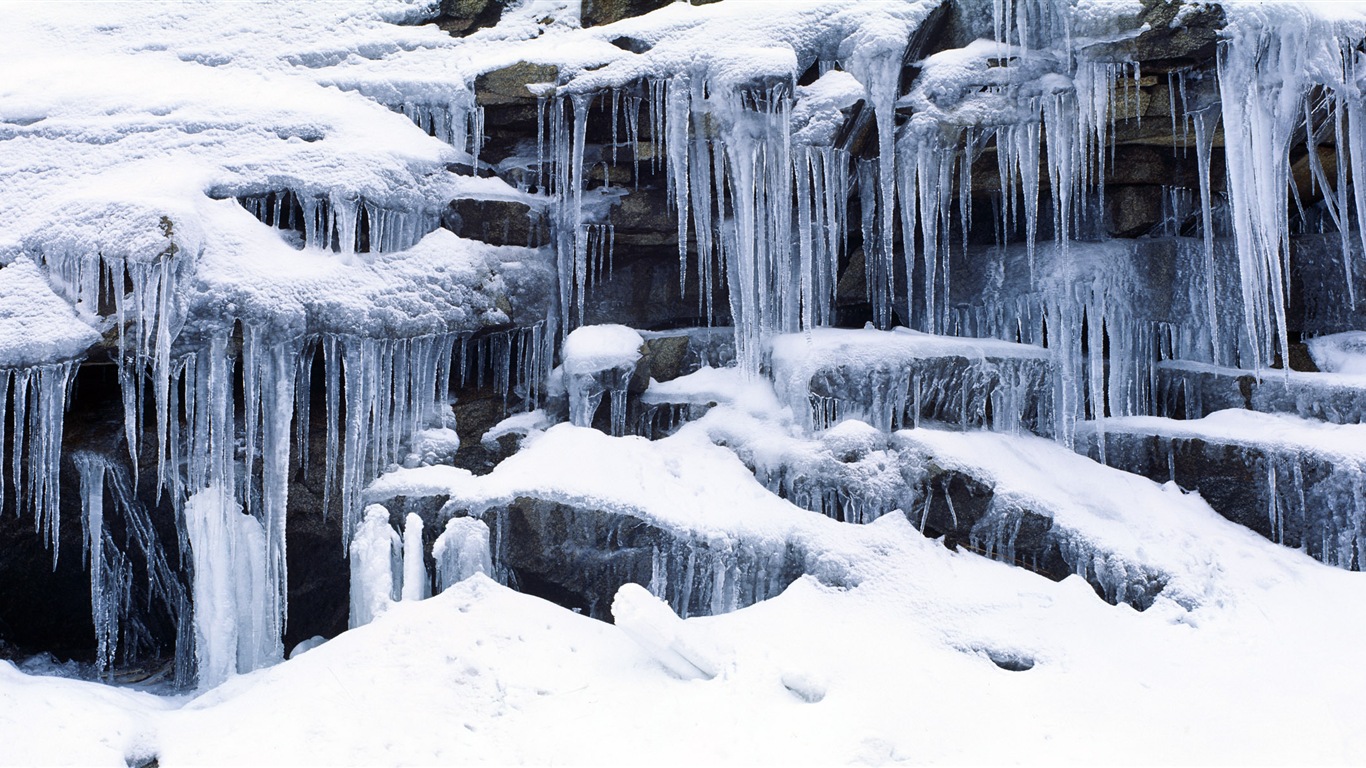 美しい寒い冬の雪、Windows 8のパノラマワイドスクリーンの壁紙 #7 - 1366x768