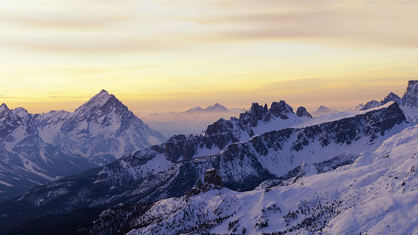 寒冷冬天美麗的雪景，Windows 8 全景寬屏壁紙 #12 - 1366x768