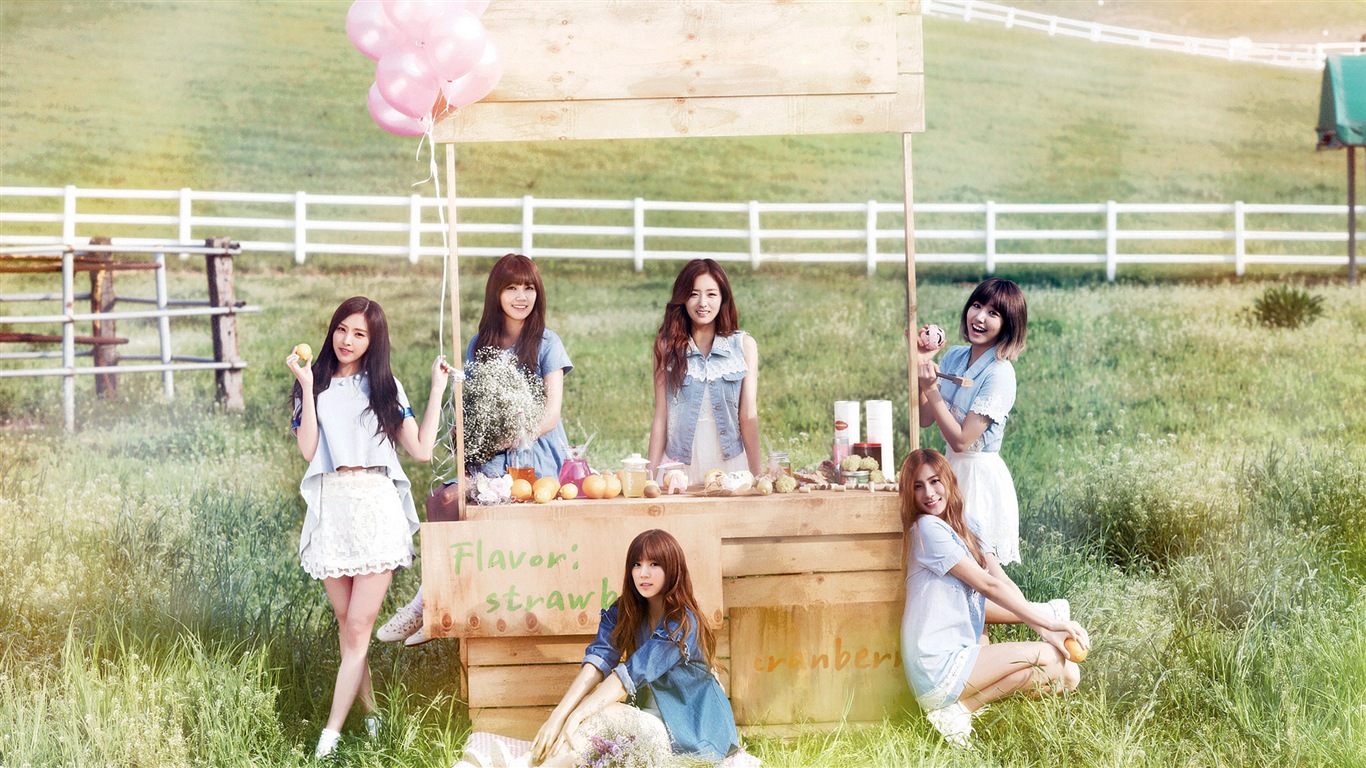 Groupe de musique de fille coréenne, A wallpapers HD rose #11 - 1366x768