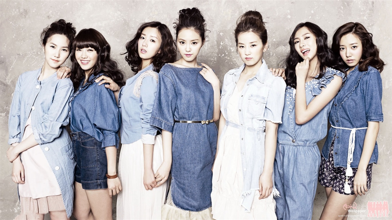 Groupe de musique de fille coréenne, A wallpapers HD rose #14 - 1366x768